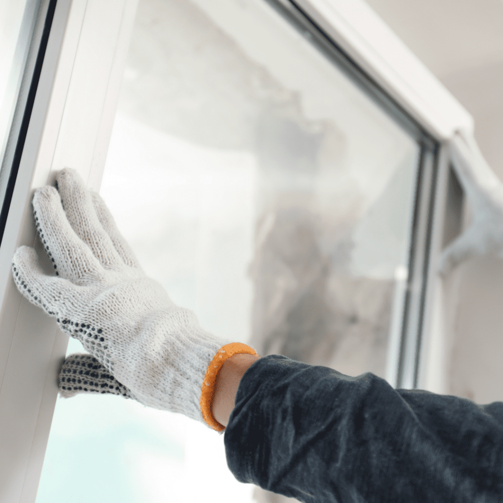 hands on window