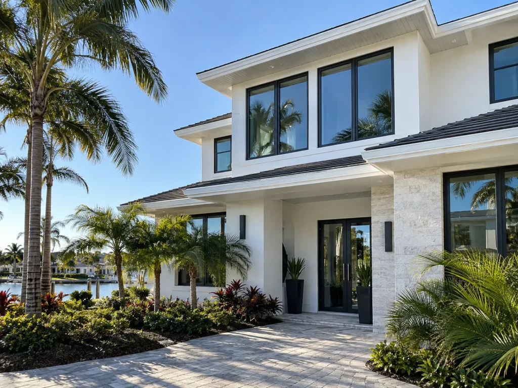 Impact-resistant windows installed on the exterior of a Florida home in Sarasota